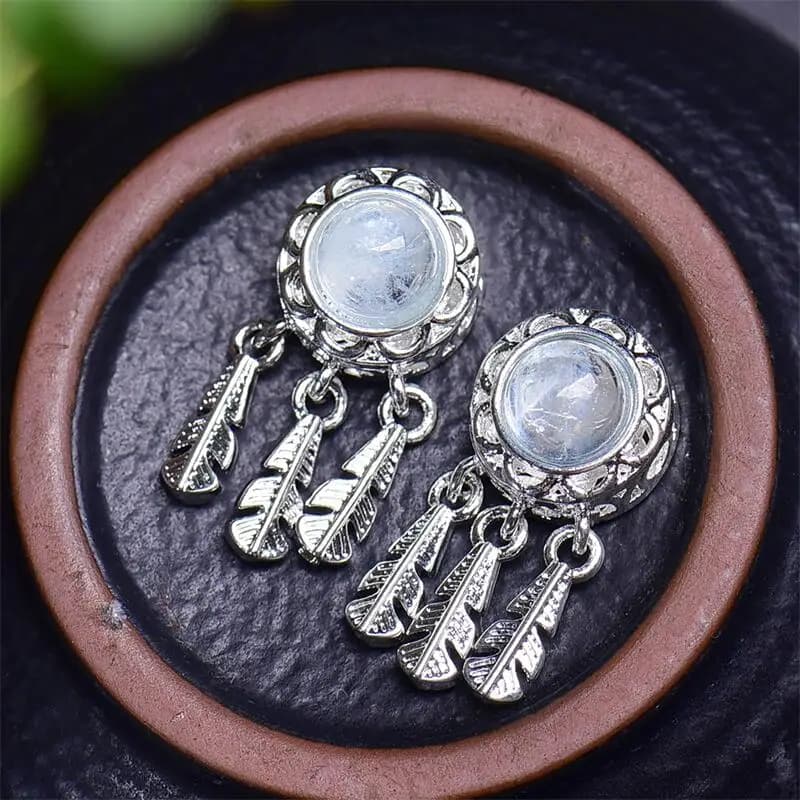 5PCS Natural Aquamarine Dream Catcher Pendant Reiki Healing Gemstone Home Room Decoration Ornament Christmas Gift 10MM