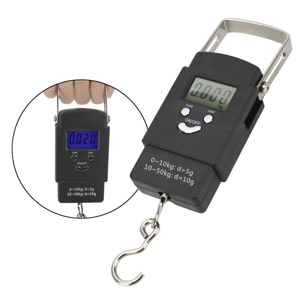 Bilancia digitale da appendere portatile da 50Kg/110 libbre per attrezzi da viaggio con bilancia elettronica LCD da viaggio per bagagli da pesca