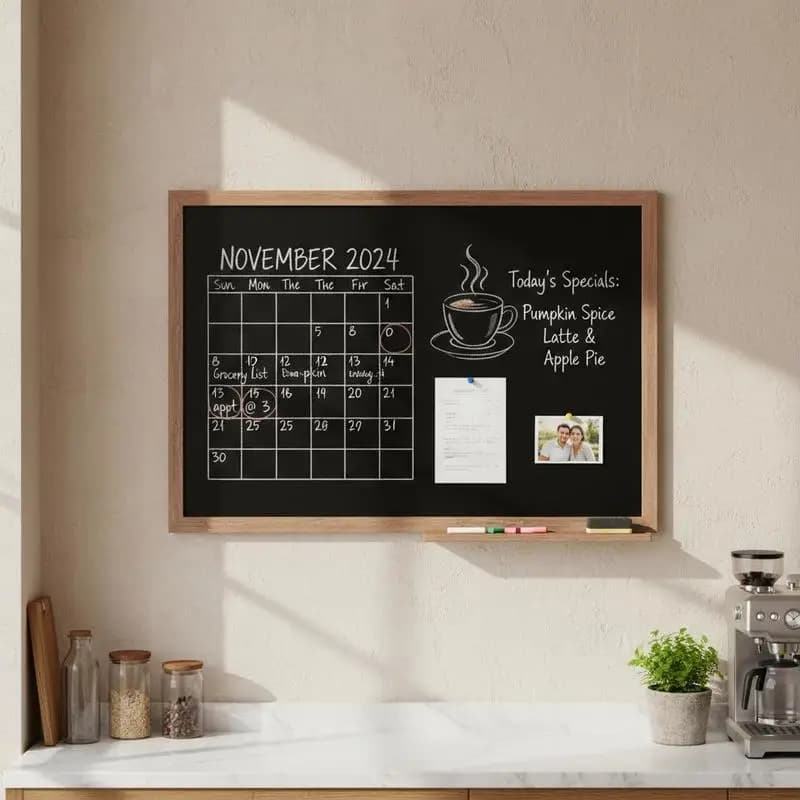 Lavagna magnetica da parete 35"x46" per cucina, decorazioni per la casa, matrimoni, cornice in legno vintage, cartello per messaggi, calendario, lavagna combinata.