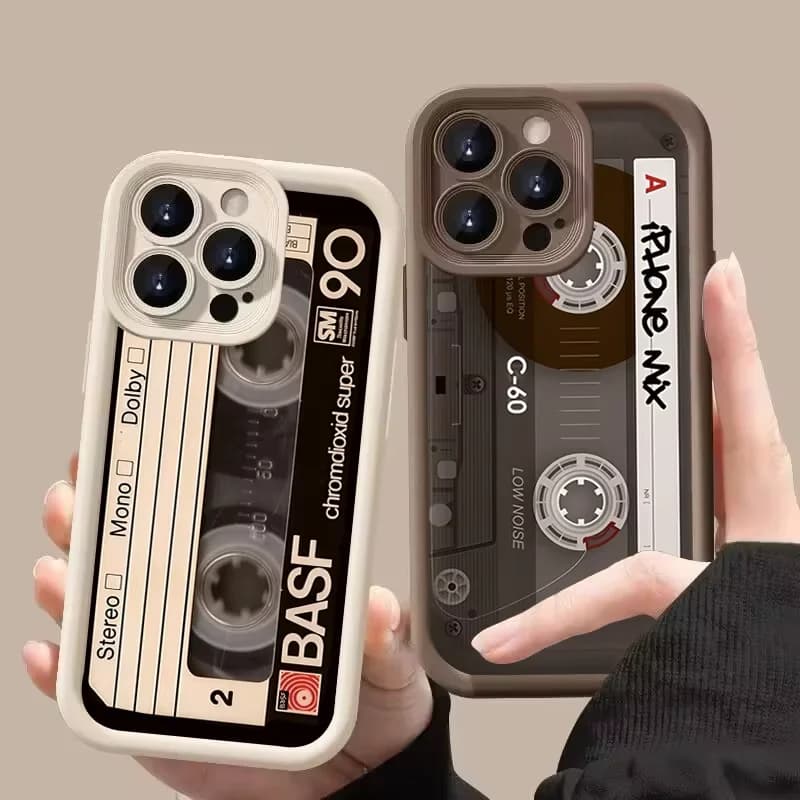 Magnetic Tape Pattern Phone Case for iPhone 16 e 15 14 13 12 11 Pro Max Plus Mini X XR XS SE 2020 2022