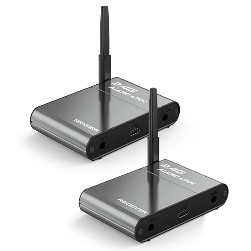 Splitter extender audio Convertitore adattatore audio wireless 150 m 2,4 GHz Ricevitore trasmettitore microfono audio wireless RX/TX