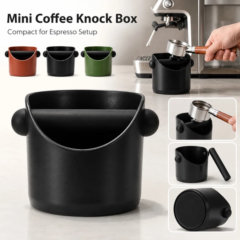 Mini Coffee Knock Box ABS Espresso Grounds Container with Knock Bar Compact Coffee Waste Bin for Home Barista Accessories Tool