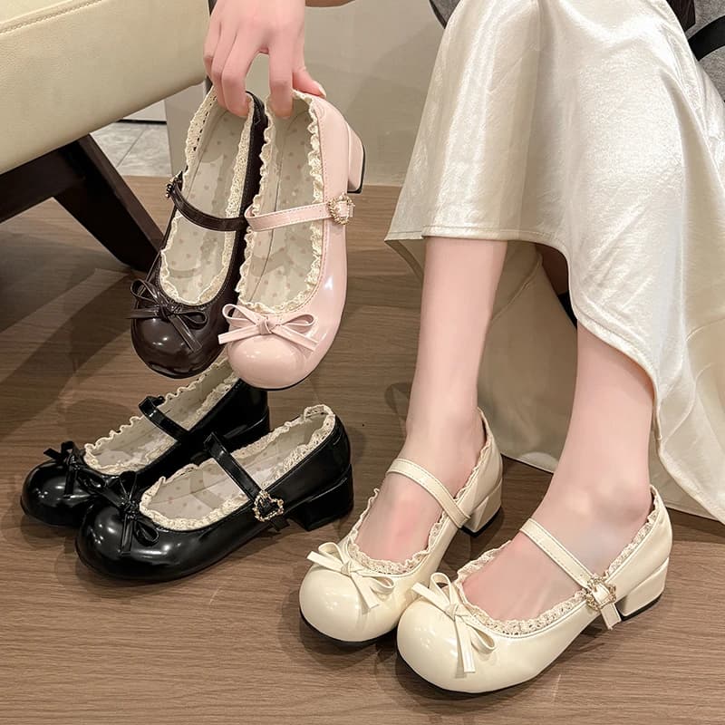 Eleganti Scarpe Mary Jane in Stile Giapponese per Donne, Nuova Collezione Primavera-Estate 2026, Tacco Grosso, Piccole Scarpe in Pelle