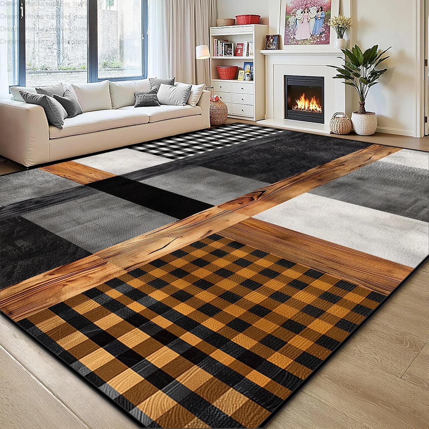 Modern Geometric Splice Large Living Room Carpet Home Decoration Washable Foldable Sofa Area Rugs Bedroom Dining Room Soft Mat