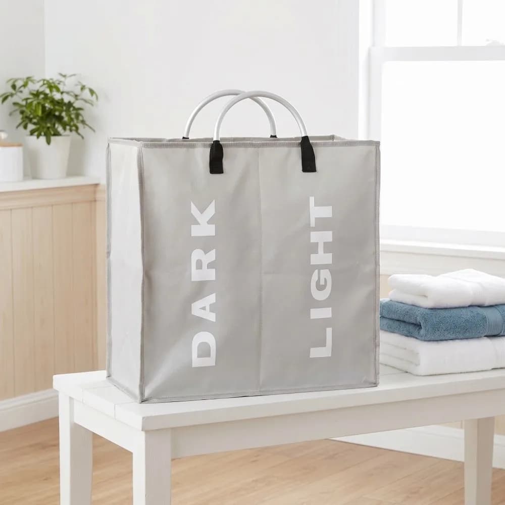 PE coated Oxford fabric Laundry Bag Light gray color Aluminum alloy handle Oxford Cloth Bag Large capacity storage