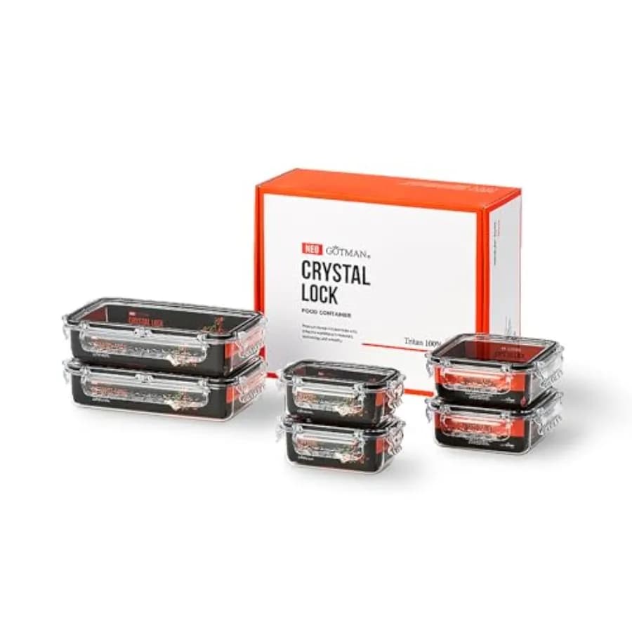 Set regalo di contenitori ermetici per alimenti con coperchi, confezione da 6, senza BPA, trasparenti, adatti a microonde, congelatore e lavastoviglie, a prova di perdite.