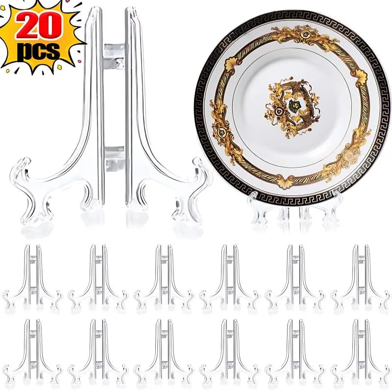 2/20PCS Cavalletti portatili Supporti per piatti Display trasparente Supporto per piatti Rack Matrimoni Cornice per foto Espositore Supporto piedistallo