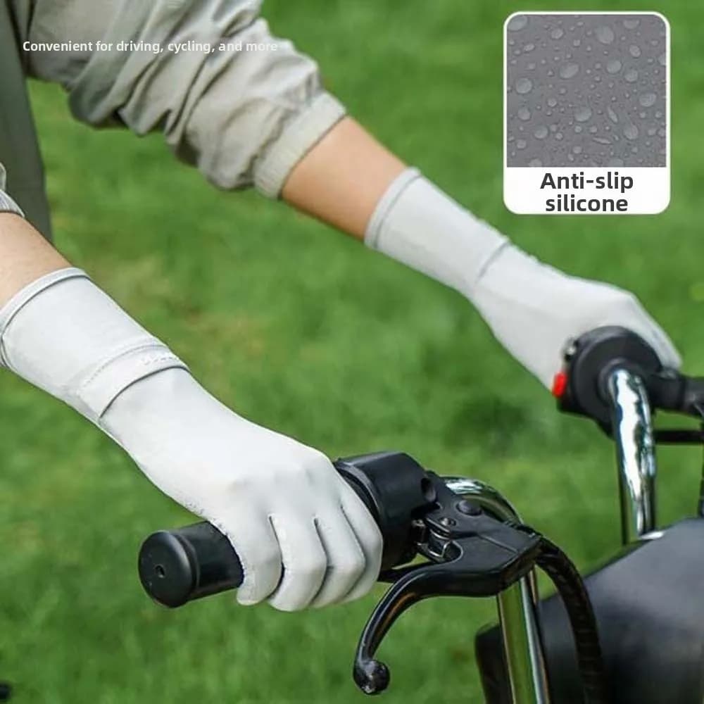 Breathable Women Sunscreen Gloves Solid Color Thin Ice Silk Riding Gloves Silicone Anti Slip Touch Screen Summer Driving Mittens