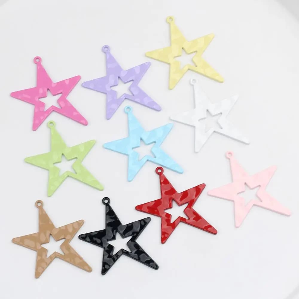 6 pcs/lot 49*54MM In Zinc Alloy Drilled Five-point Star Pendants And Pendants FAI Necklace by The Earrings Accessories