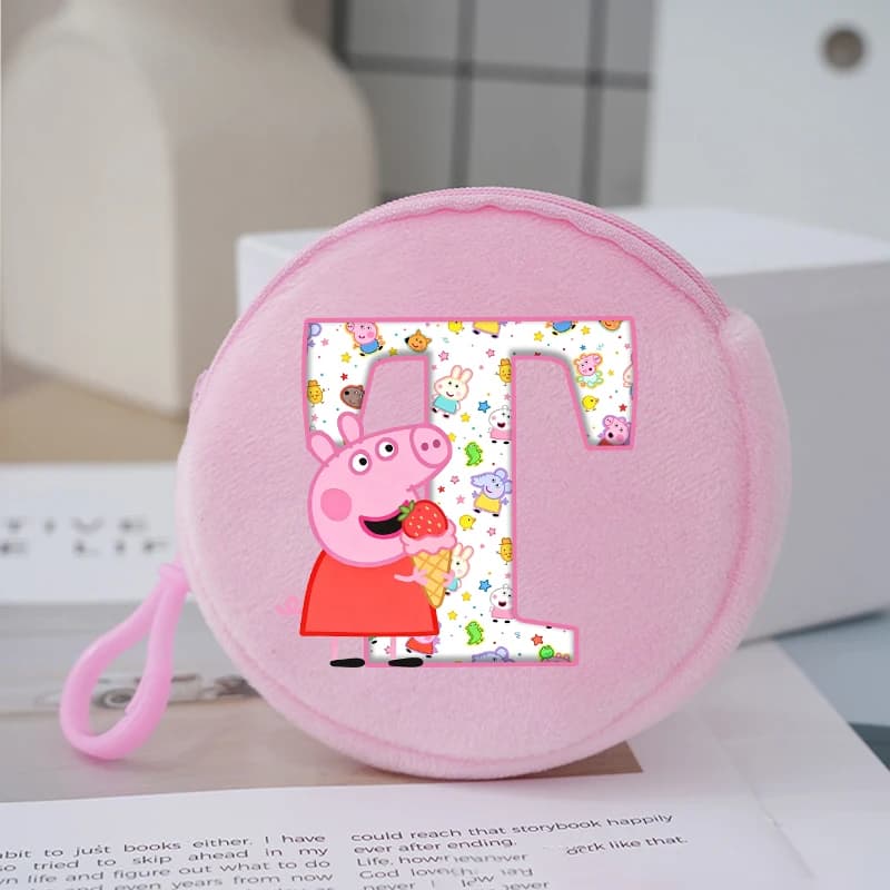 Portamonete Peppa Pig con Portachiavi, Portafoglio con Lettere A-Z per Bambine, Borsa per Soldi da Scuola e Viaggio, Regalo per Bambini, Nuovo