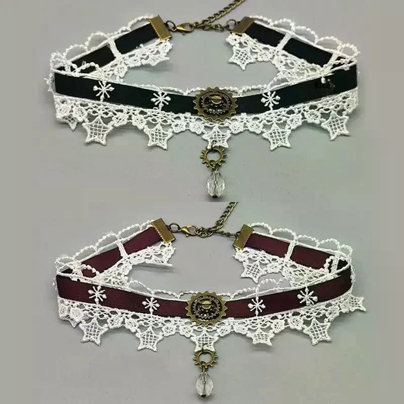 Collana punk gotica Steampunk Collana con colletto girocollo in pizzo con nastro natalizio