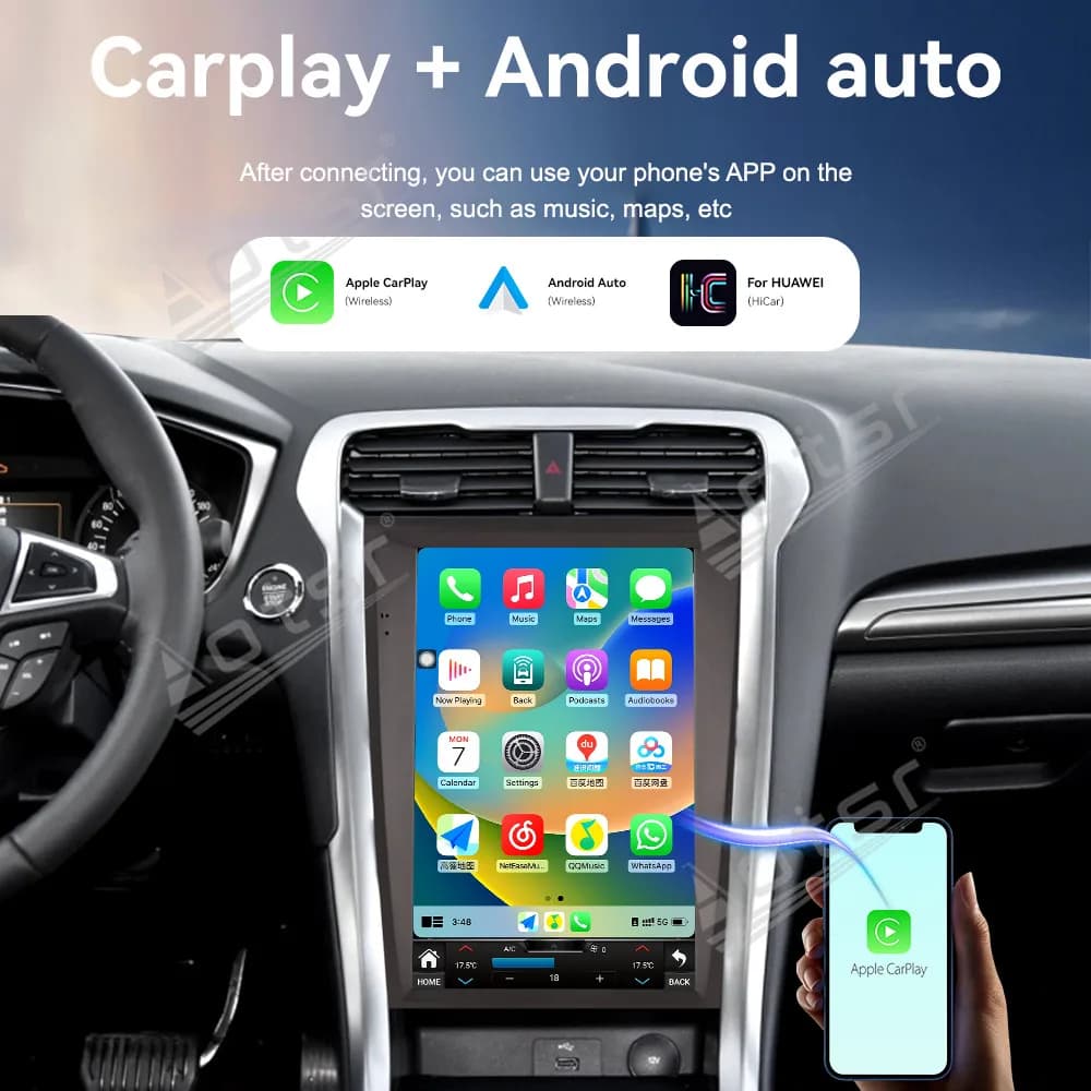 Android 12.1 Inch Vertical Car Navigation Screen For Ford Mondeo 2013-2018 Multimedia Stereo WiFi Bluetooth FM Radio Car Head 4G