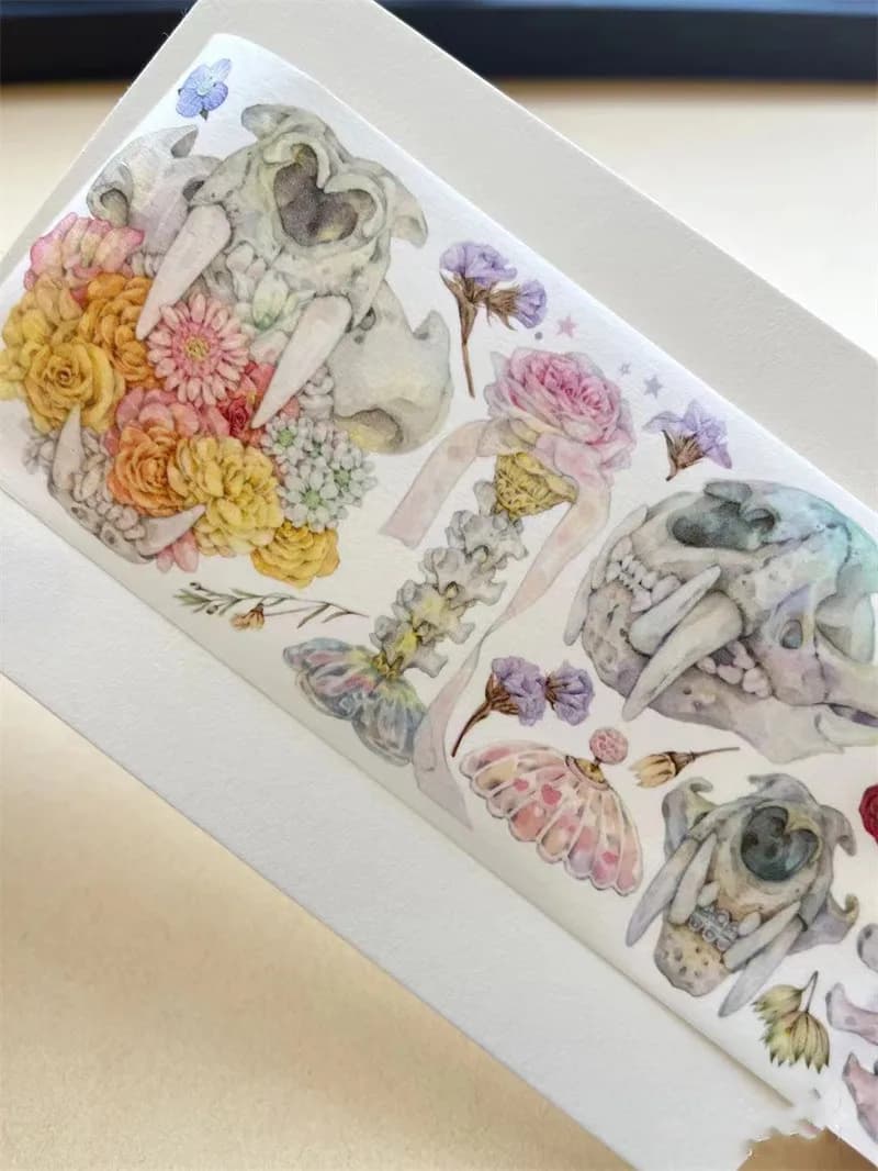 1 Loop 100cm Insects Animal Fossil Floral Daily Number Washi PET Tapes DIY Decor Scrapbooking Journal Material Sticker Sample