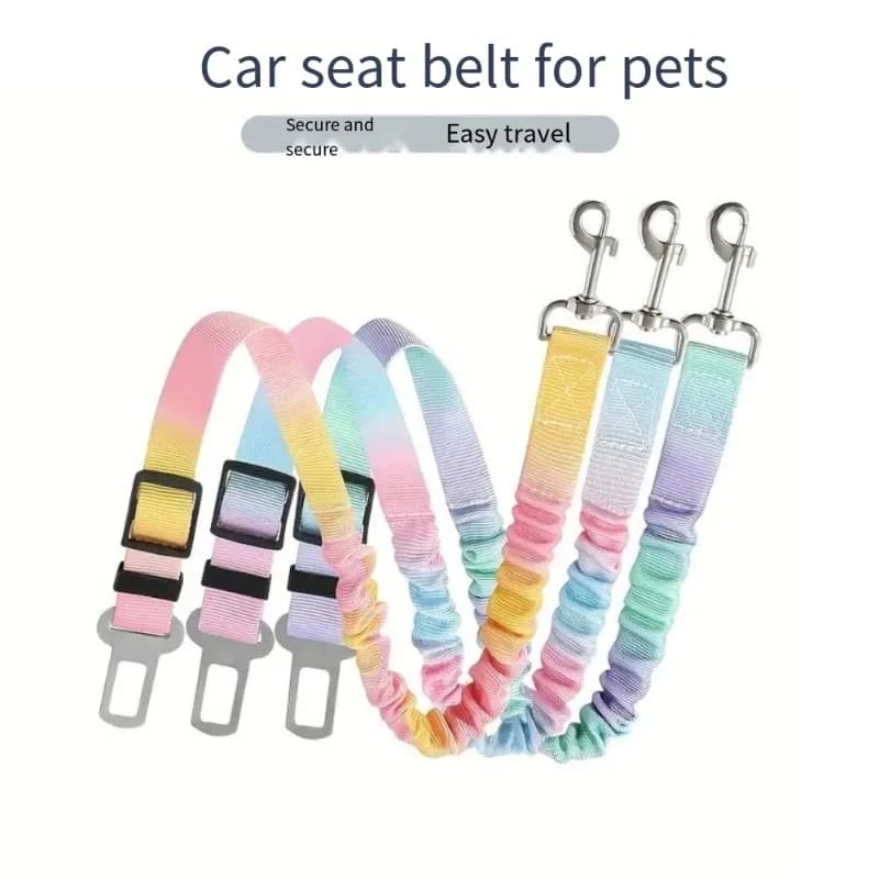 Adjustable Dog Car Seatbelts for Vehicle Nylon Pet Safety Seat Belt with Elastic Bungee Buffer Durable Colorful Car Harness