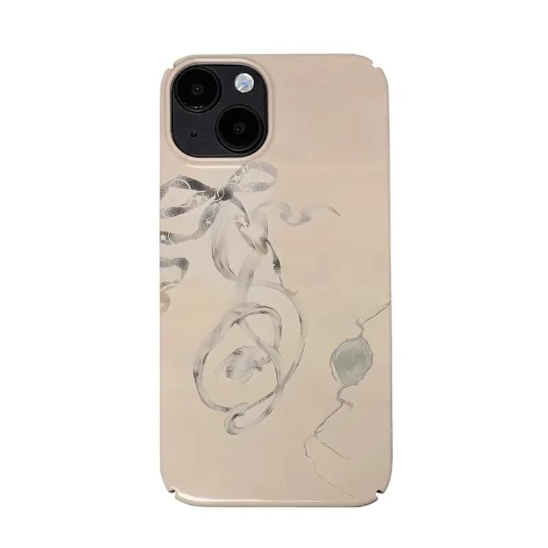 Fiocco color carne con custodia per telefono in seta fluida per IPHONE 17 Air 16E 15 PROMAX 14 Plus 13 12 MINI 11 XR Cover per telefono in acrilico