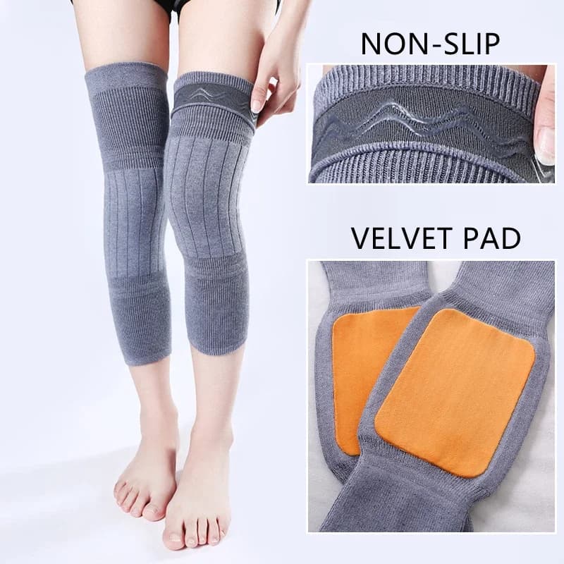 Scaldamuscoli invernali in lana calda e cashmere, maniche spesse, foderate in pile, ginocchiere, supporto per tutore, protezione, involucri termici lunghi