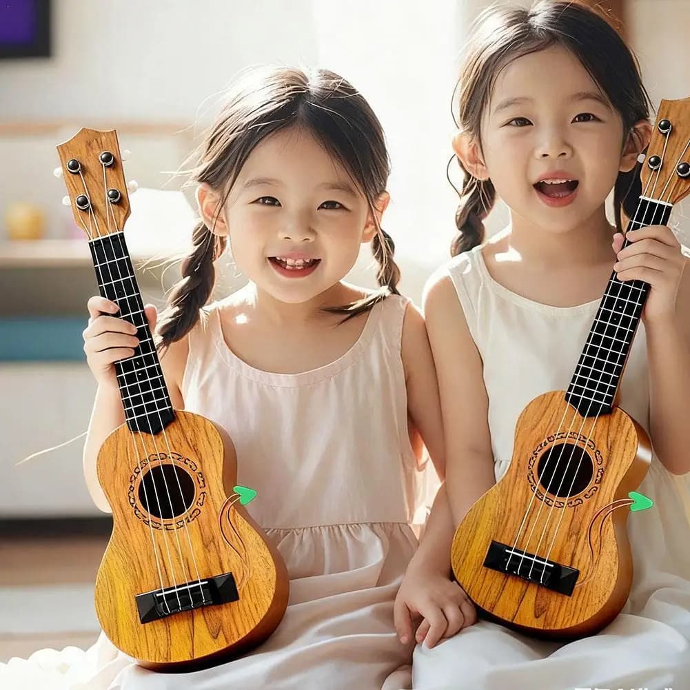 Giocattolo per bambini Ukulele simulato Mini chitarra Strumento musicale educativo per bambini Regalo giocattolo musicale giocabile per l'illuminazione precoce