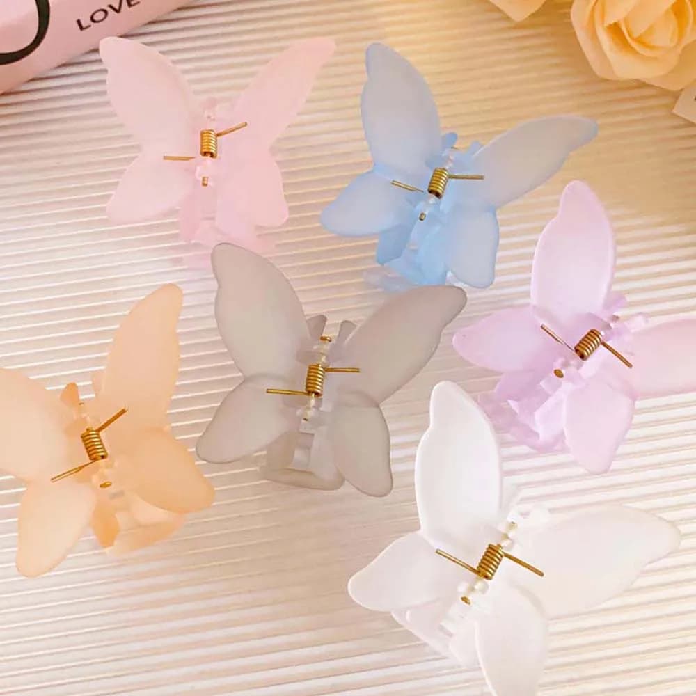 Forcina acrilica Farfalla smerigliata Artiglio per capelli Clip a banana Accessori per capelli copricapo con clip per capelli a farfalla color caramello