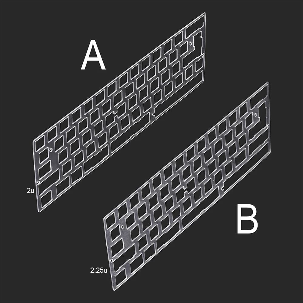 60 64 GH60 Replacement Left 2X 2.25X Positioning Plate in Polycarbonate 60% Plate for Mechanical Keyboard FAI DA TE Compatible DZ60 XD60 XD64