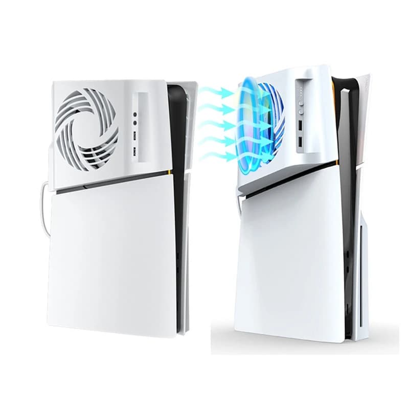 Ventola di raffreddamento montata lateralmente con porte luminose a LED Ventola di raffreddamento per console di gioco PS5 SLIM Accessori per console di gioco