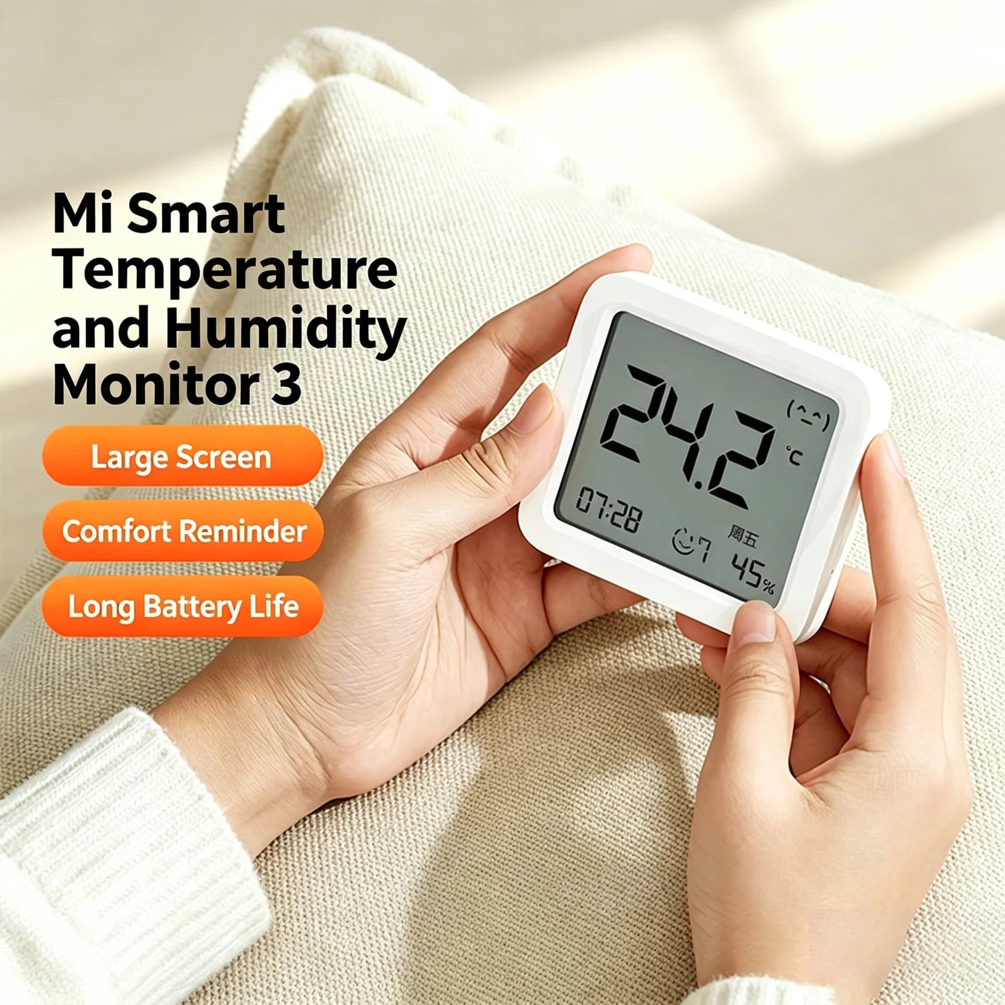 Xiaomi Mijia Electronic Thermometer and Hygrometer 3 for Home Indoor Baby Room High-Precision Room Temperature Meter