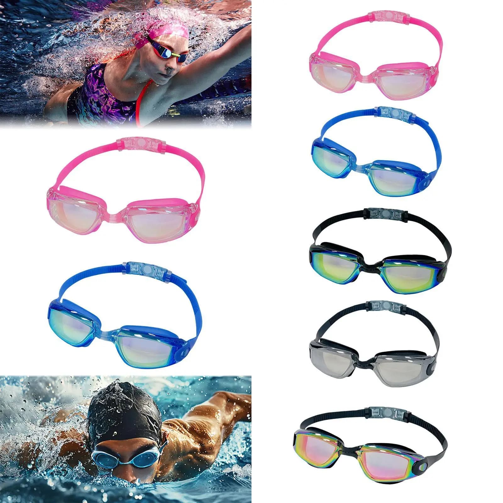 Occhialini da Nuoto Antiappannamento con Visione Chiara, Impermeabili, con Custodia per Adulti, Ideali per l'Uso in Piscina Estiva