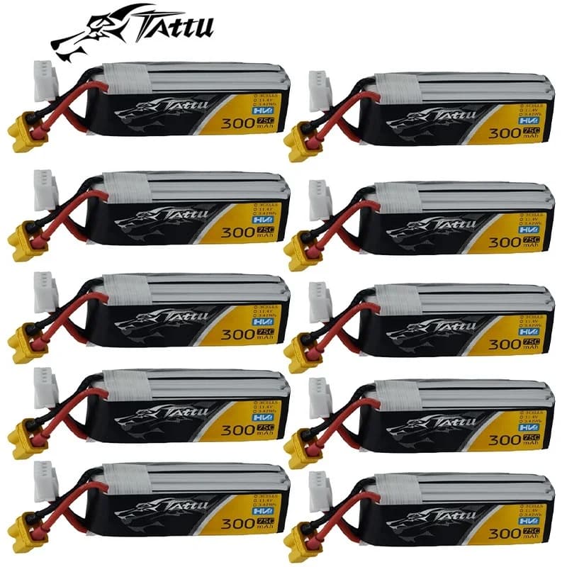Batteria LiPo originale TATTU 75C 300mAh 11.4V per elicottero RC Quadcopter FPV Racing Drone parti batteria 11.4V con spina XT30