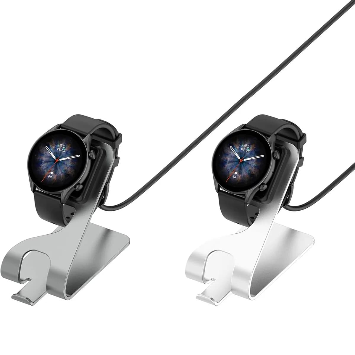 Supporto di ricarica in metallo per Amazfit GTR4/ GTR 4 Pro/GTS4/T-Rex 2/ GTS 3/GTR 3/GTR 3 Pro/T-Rex Ultra/Cheetah Pro, base di ricarica color argento