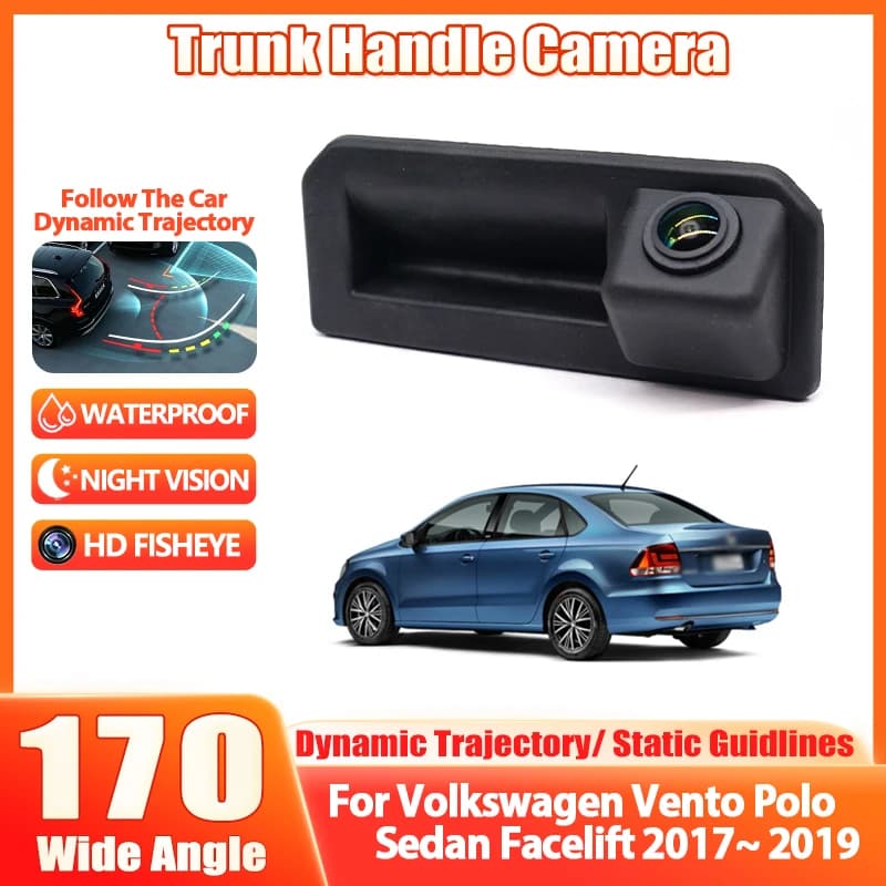 170° 1080P Car Trunk Tailgate Back Door Handle Rear View Parking Backup Camera HD For Vento Polo Sedan Facelift 2017 2018 2019