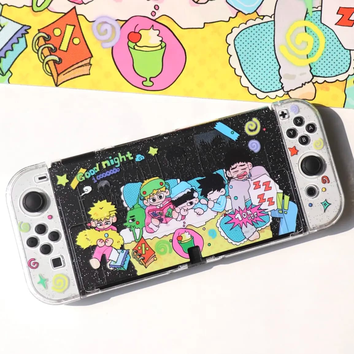 Original Anime Glitter Switch Dockable Case Non-Slip Shock-Resistant Joy-Con Controller Shell for Nintendo Switch 2/OLED/NS/Lite