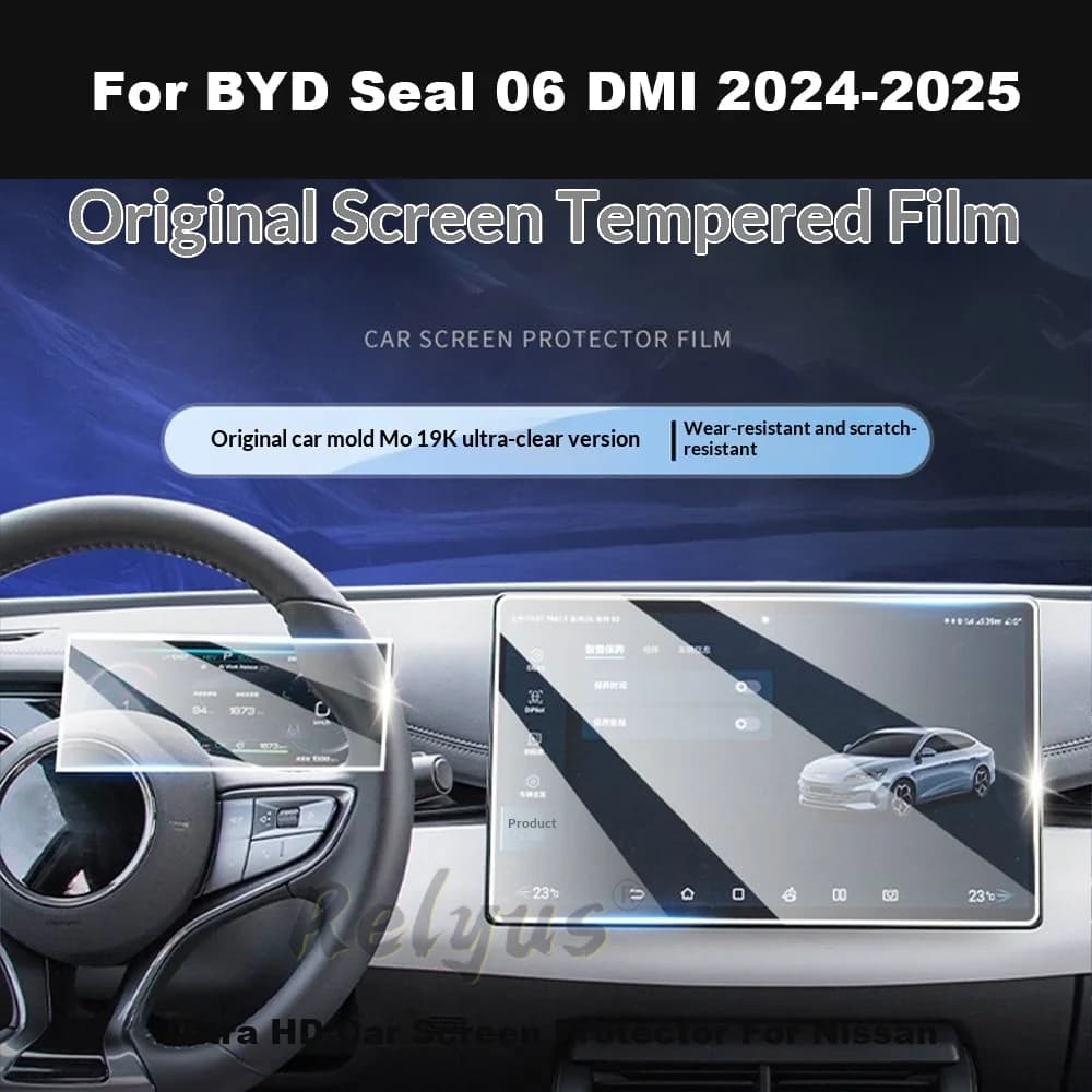Pellicola proteggi schermo in vetro temperato per BYD Seal 06 DMI 2024-2025 Navigazione GPS per auto e protezione cruscotto Accessori auto