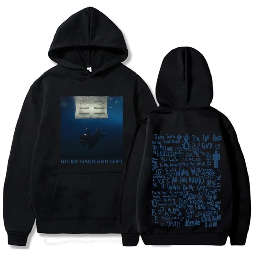 Hit Me Hard and Soft Tour Felpa con cappuccio Billie Pullover Uomo Cantante Stampa grafica Felpe in pile autunno inverno per i fan