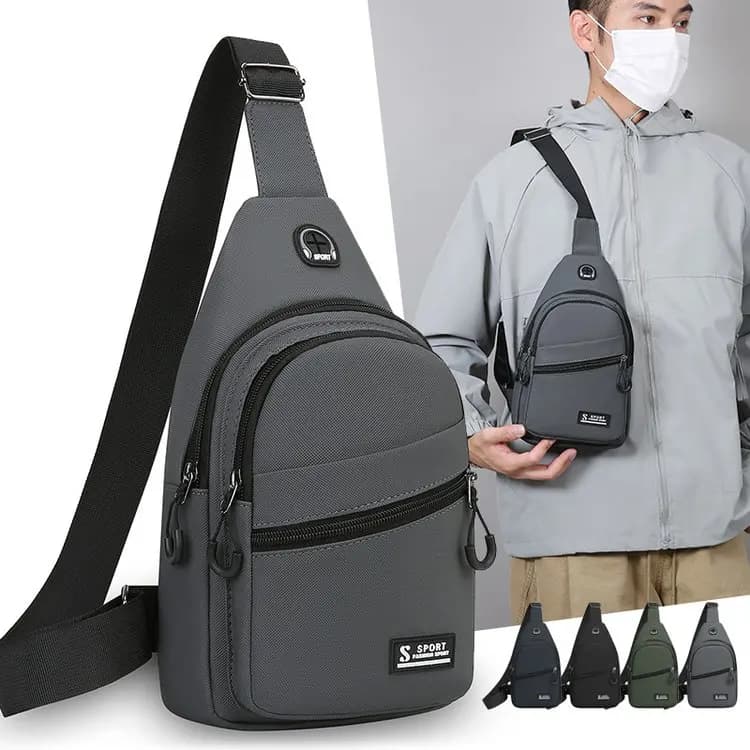 Borsa a tracolla da uomo in tela Oxford nera, borsa sportiva per il tempo libero, zaino piccolo a spalla singola in nylon, nuovo modello