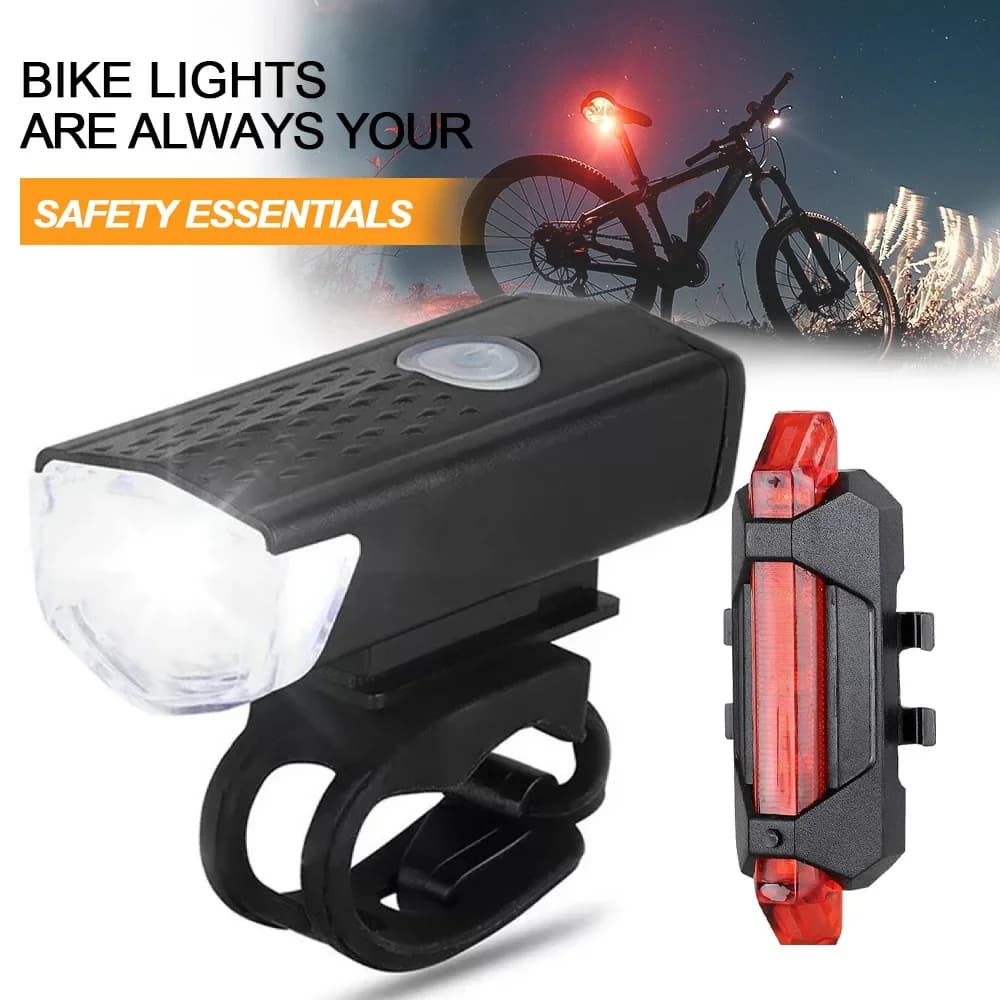 Set di luci per bici ricaricabili tramite USB Luce anteriore con fanale posteriore Facile da installare 3 modalità Accessori per biciclette per la bicicletta