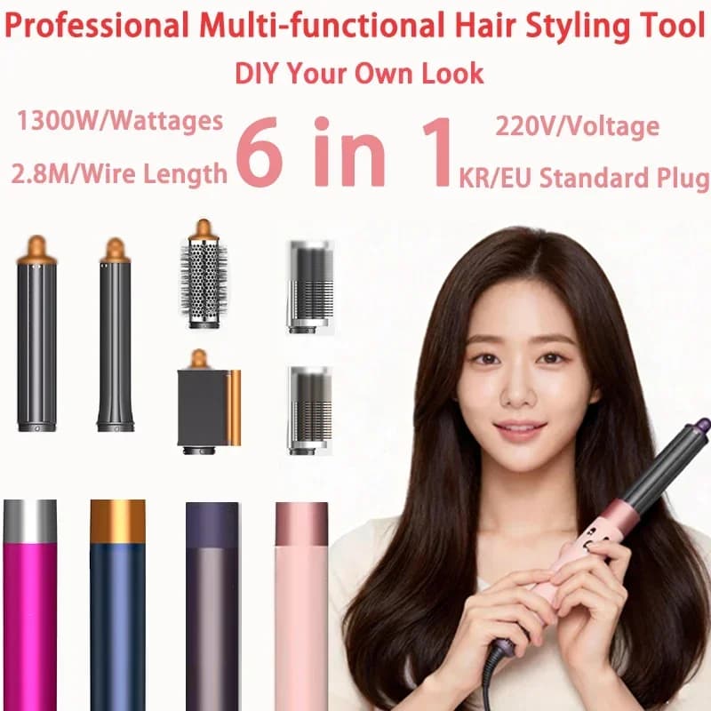 SenCiciMen Styler Multifunzione 6-in-1: Ferro Arricciacapelli, Spazzola ad Aria Calda, Asciugacapelli Professionale per Capelli Ricci