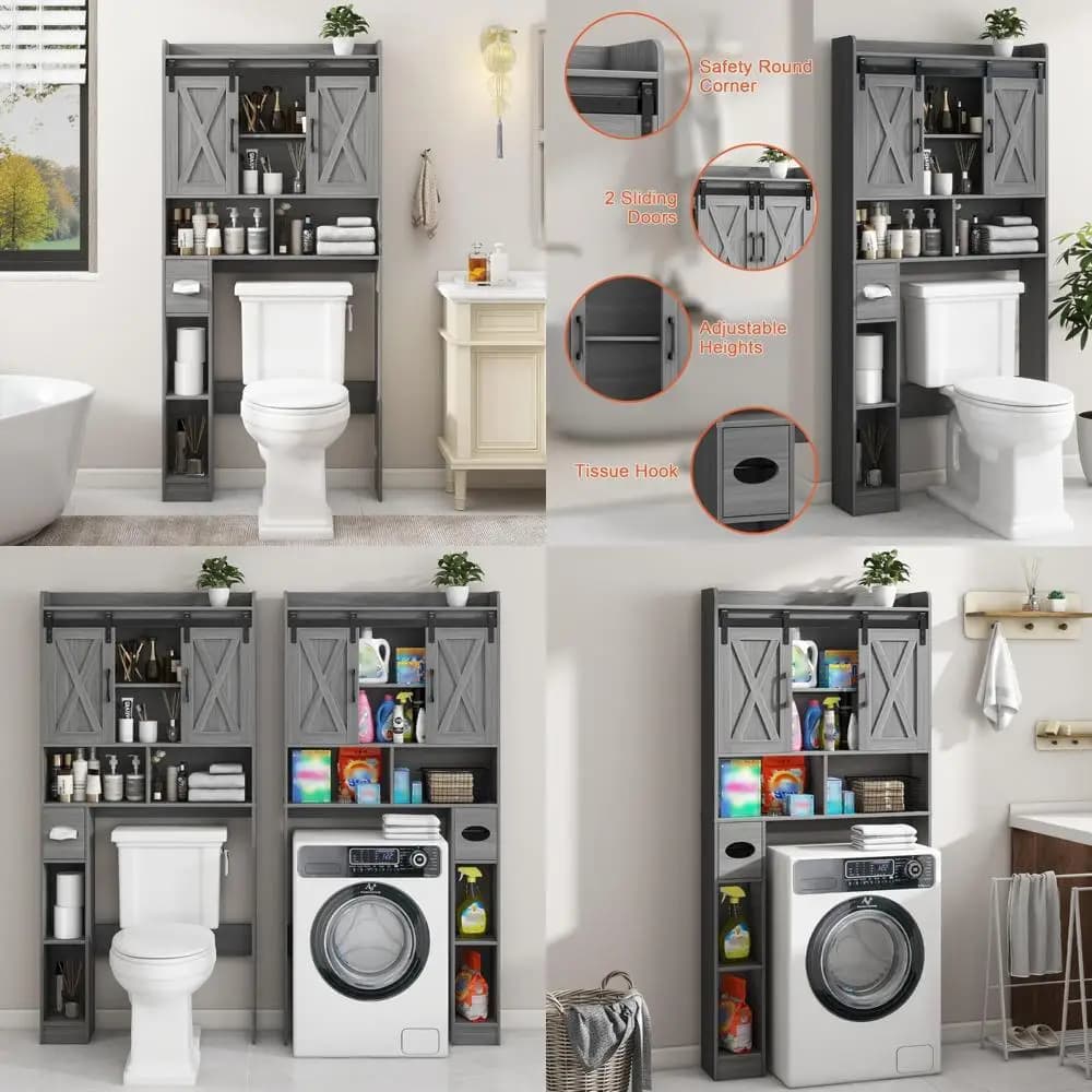 Armadietto per WC salvaspazio con anta scorrevole e porta carta integrata per l'efficienza del bagno
