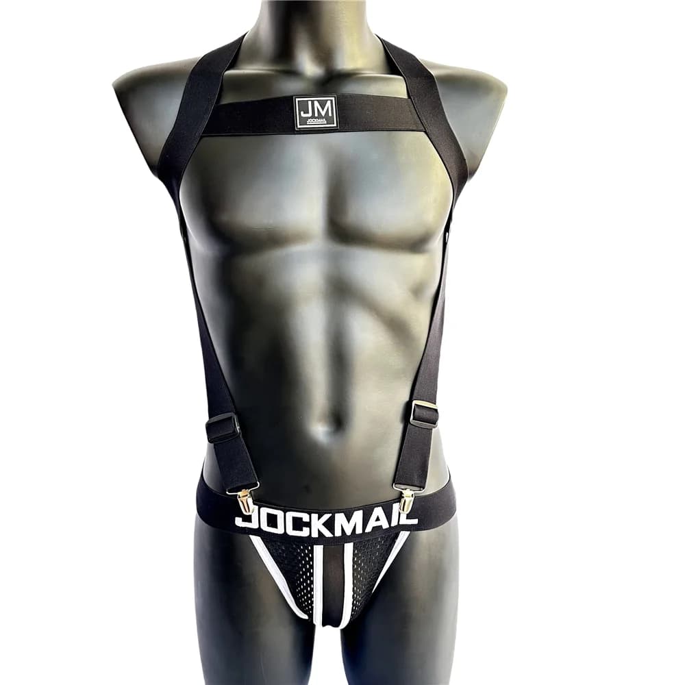 Set da uomo sexy in nylon sospensorio intimo body bretelle tute uomo imbracatura biancheria intima gay uomo lingerie sissy mutandine