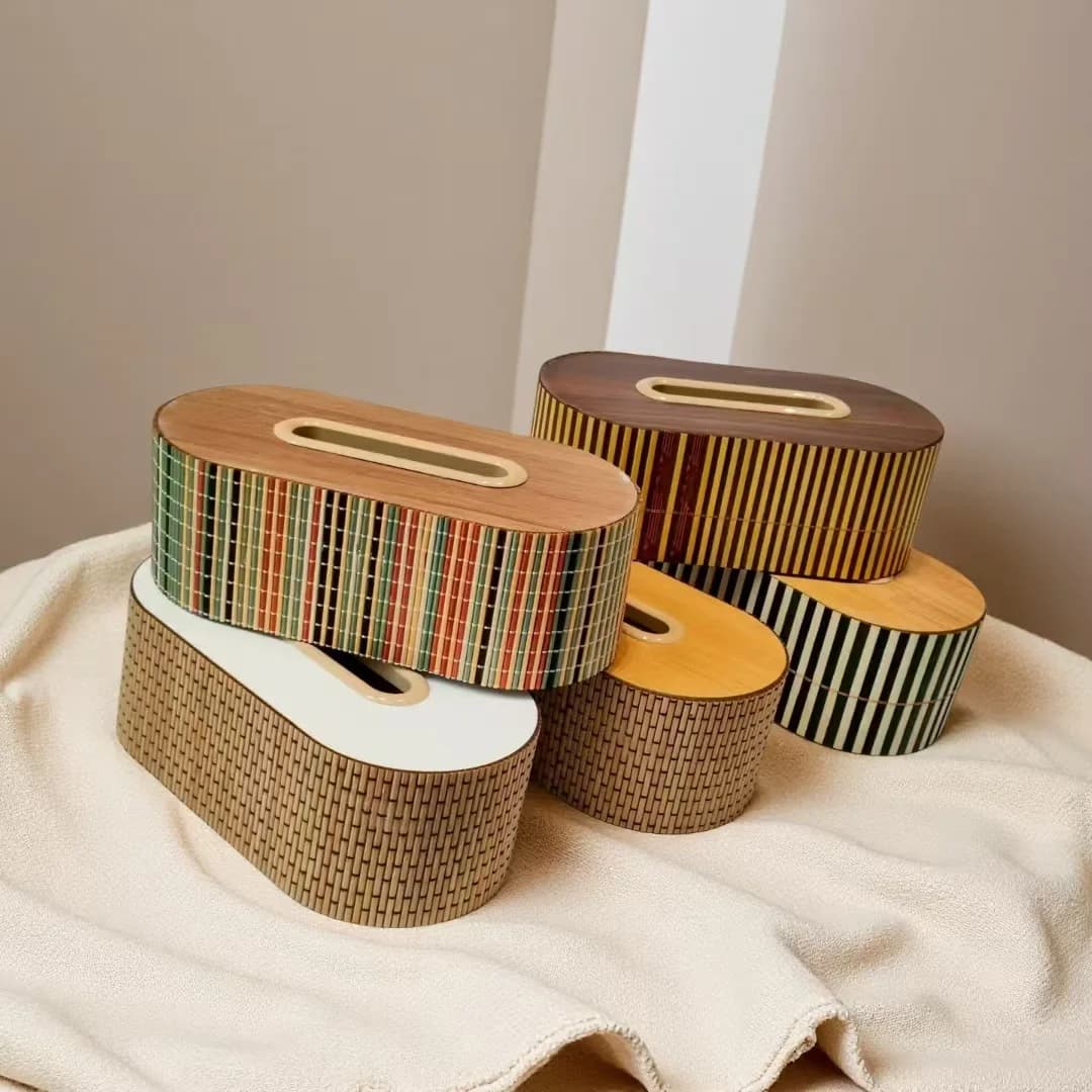 Porta Fazzoletti in Legno, Dispenser per Carta Igienica, Contenitore per Tovaglioli, Scatola Porta Fazzoletti