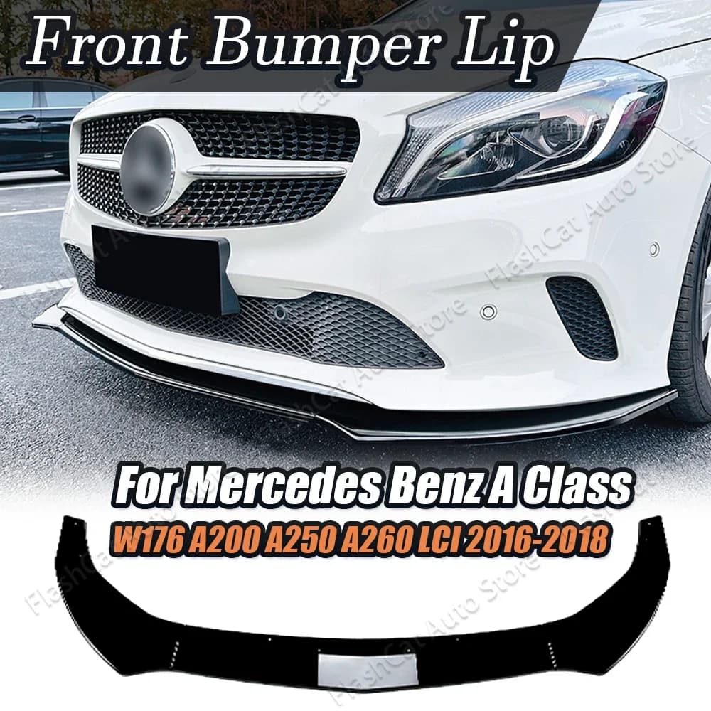 For Mercedes Benz Class A W176 Standard LCI A200 A250 A260 2016-2018 Front bumper Splitter Lip Spoiler Diffuser Guard Body Kit