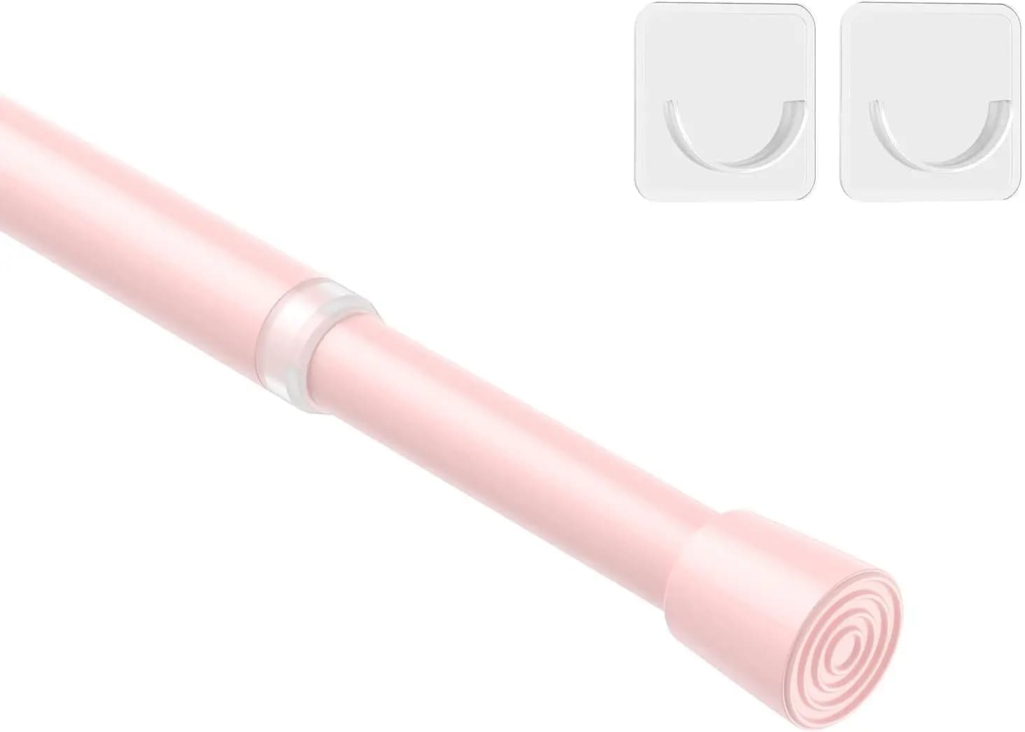 Asta per tende a tensione regolabile 26-39 pollici, senza bisogno di attrezzi, rosa, per finestre di cucina e bagno
