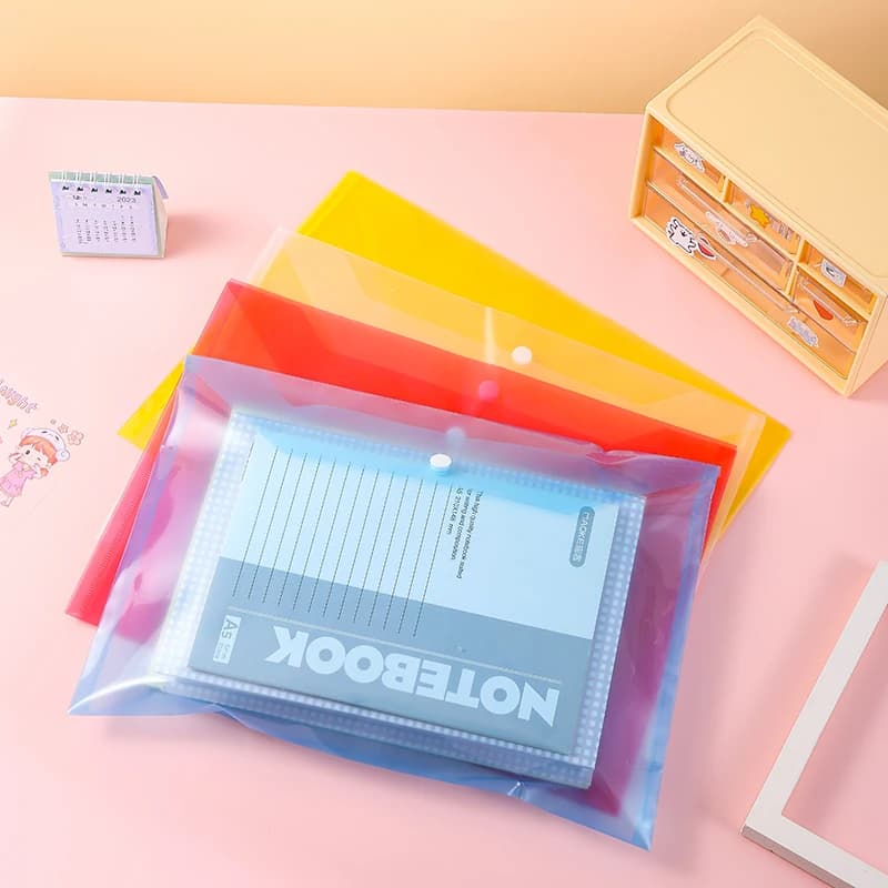 Buste trasparenti colorate A4, cartelle in plastica con chiusura a scatto, borse impermeabili per ufficio per studenti e uso aziendale