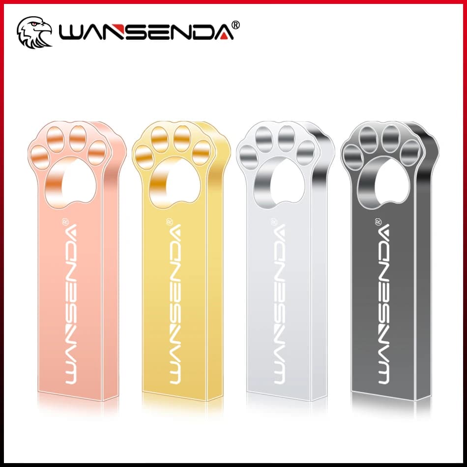 WANSENDA Cat's Paw USB 2.0 Chiavetta USB Pen Drive 8 GB 16 GB 32 GB 64 GB 128 GB Chiavetta USB Pendrive impermeabile