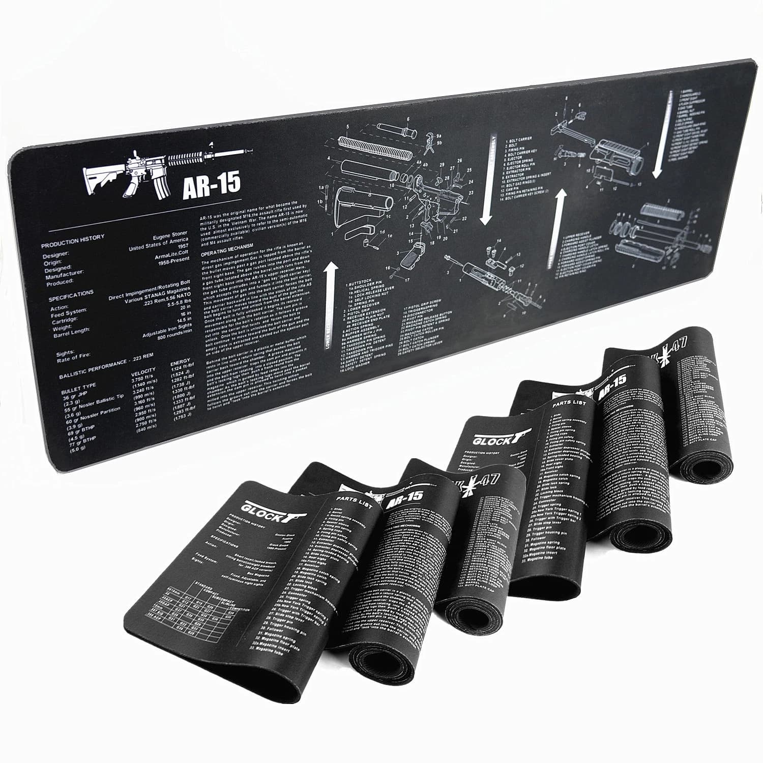 Tappetino per pulizia pistola Tappetino per mouse con parti Diagramma e istruzioni Armature Tappetino da banco Strumento di costruzione per riparazione per AR15 AK47 GL 1911