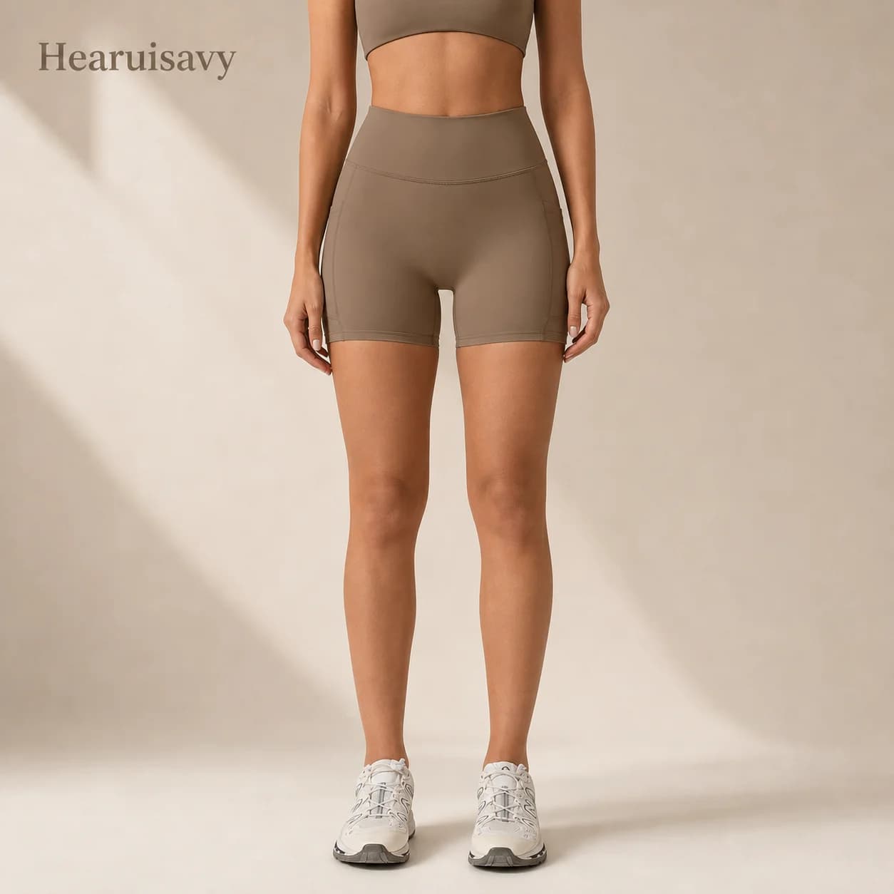 Hearuisavy Sports Shorts With Pockets Women Gym Summer Quick Dry Workout Pants Breathable Running Cycling Tight Fitness Shorts