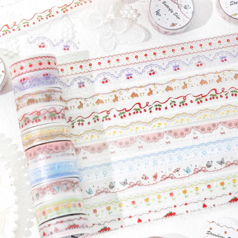 Mr. Paper 5 rotoli in pizzo serie PET spazzolato glitter sabbia nastro pianificatore creativo forniture custodia per telefono fai da te album ufficiale collag
