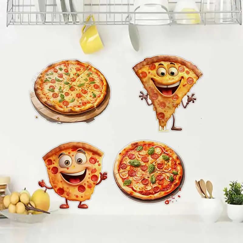 Adesivi murali pizza acquerello Decorazione cucina Sala da pranzo Soggiorno Armadietto Frigorifero Decorazione domestica Decalcomanie S603