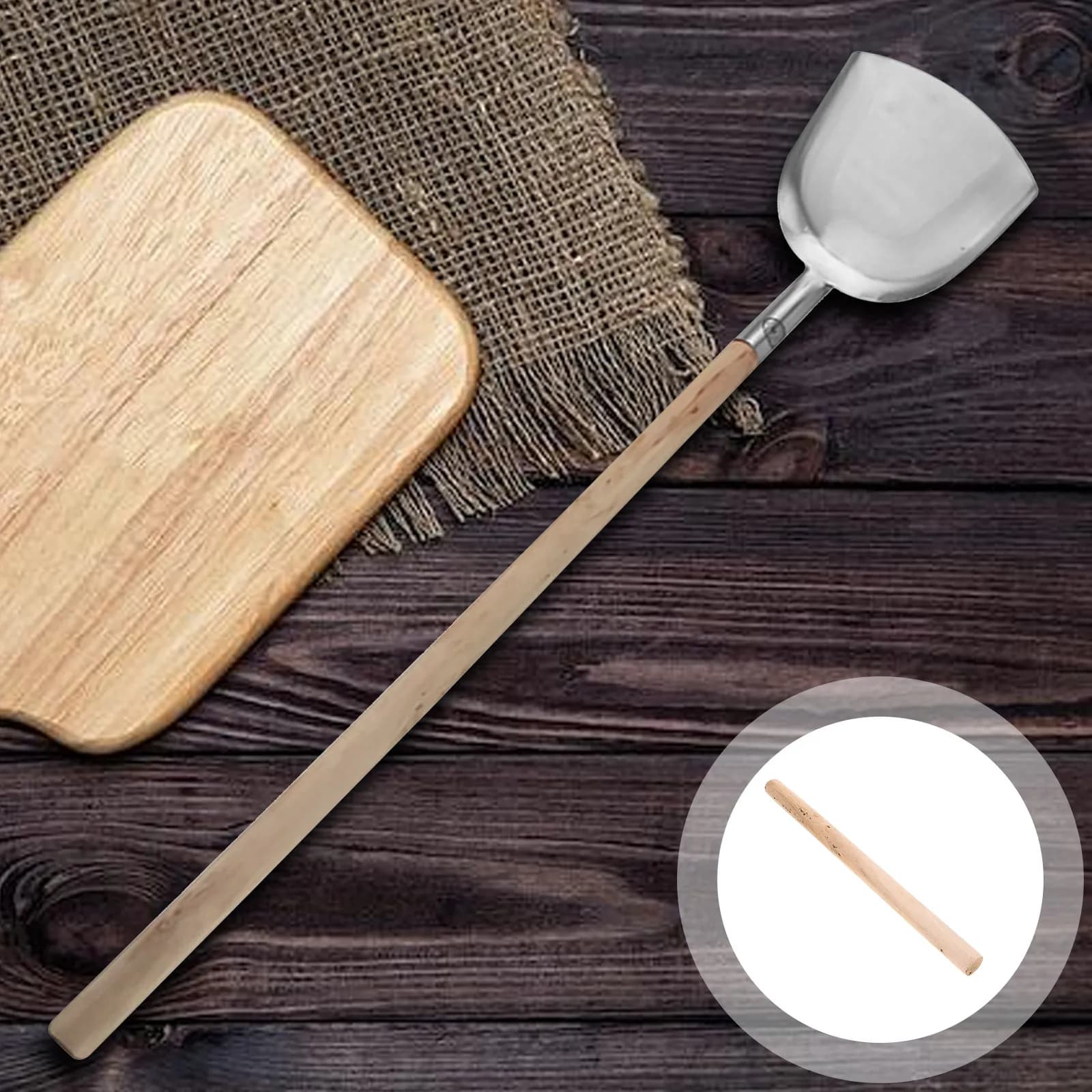 Wooden Spatula Handle Replacement Beech Wood 3Cm Compatible Anti-Scald Frying Pan Turner Handle Kitchen Cookware Accessory