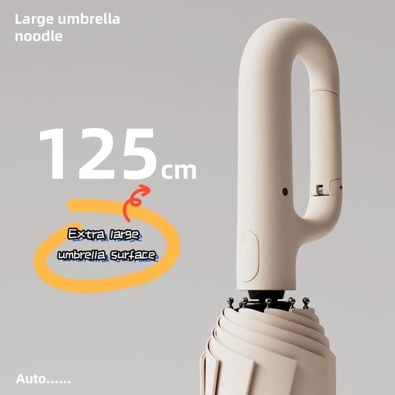 Ombrello con fibbia ad anello completamente automatico rinforzato extra large, resistente al vento, resistente alla pioggia, a doppio scopo, resistente ai raggi UV