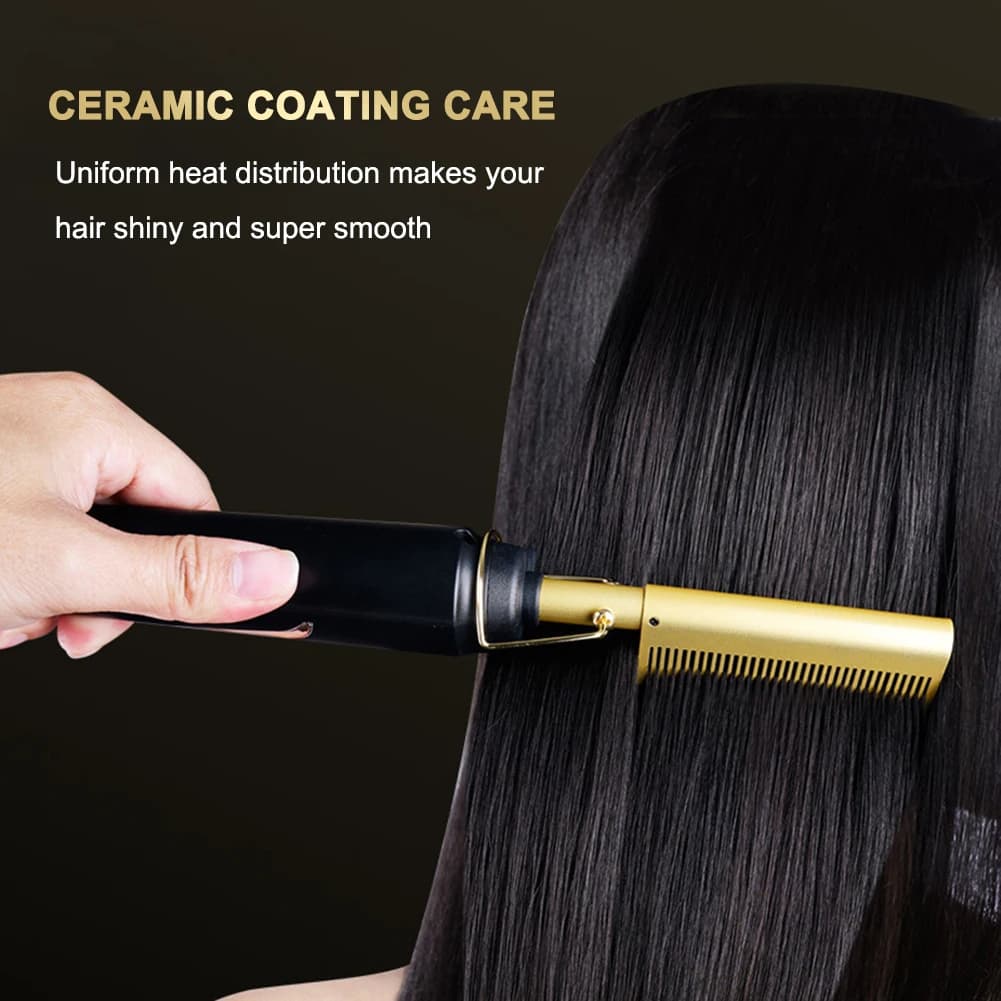 Pettine termico piastra per capelli pettine lisciante elettrico ricaricabile spazzola per capelli rotante a 360 gradi per i viaggi a casa