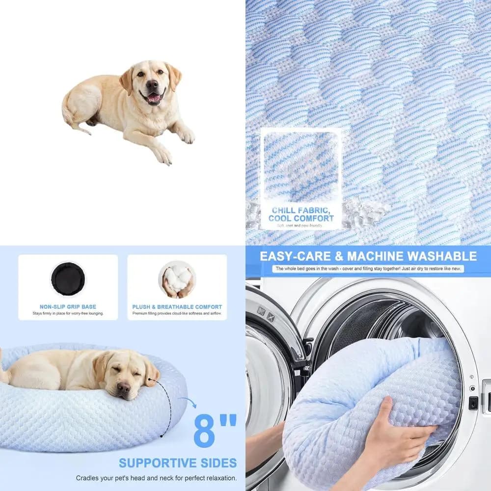 Cuccia Rinfrescante per Cani di Taglia Media e Grande Ispirata alle Crostate all'Uovo con Rivestimento Rimovibile